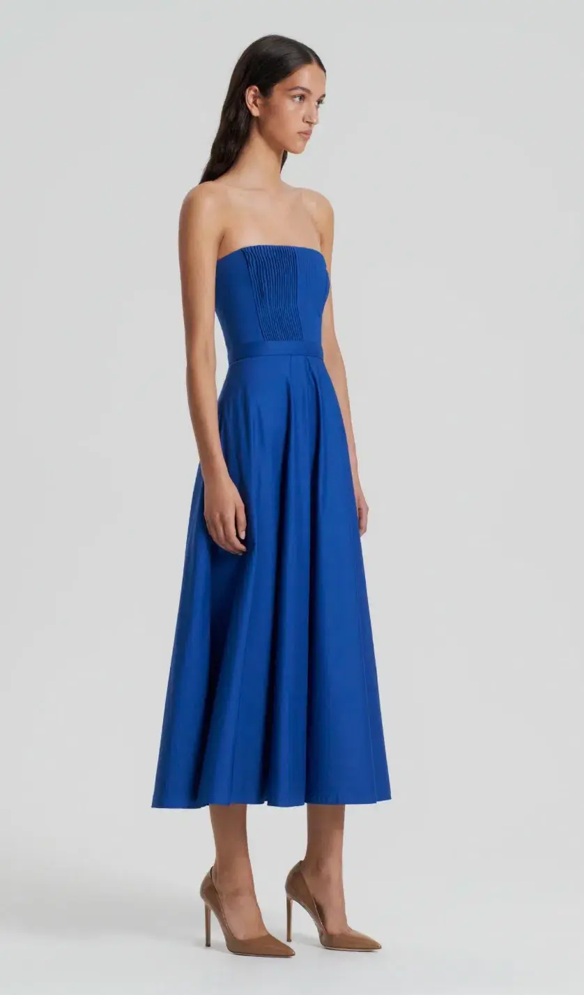 Scanlan Theodore Parachute Bustier Dress Midi Blue Size 10 - Image 4