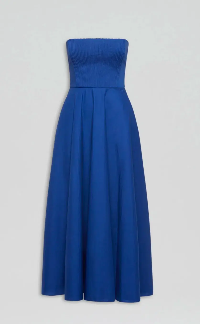Scanlan Theodore Parachute Bustier Dress Midi Blue Size 10 - Image 5