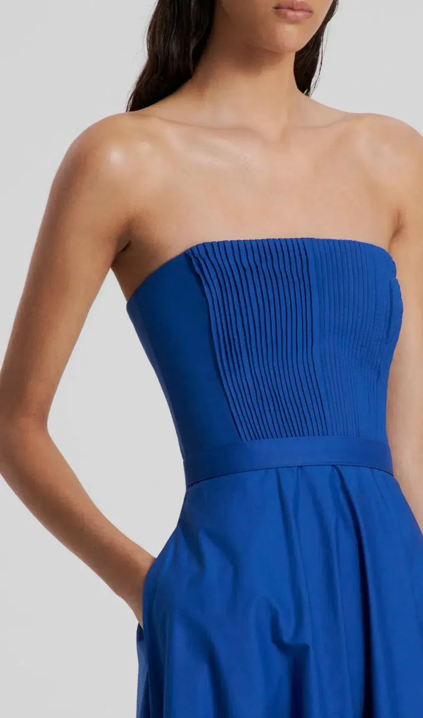 Scanlan Theodore Parachute Bustier Dress Midi Blue Size 10 - Image 3