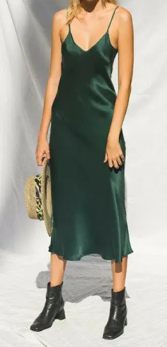 Silk Laundry 90s Slip Dress Emerald Green Size AU 10 - Image 1