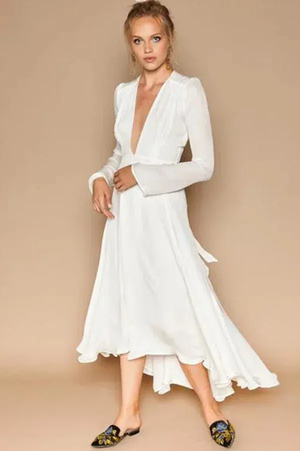 Stone Cold Fox Nico White Silk Dress White Size AU 8 - Image 1