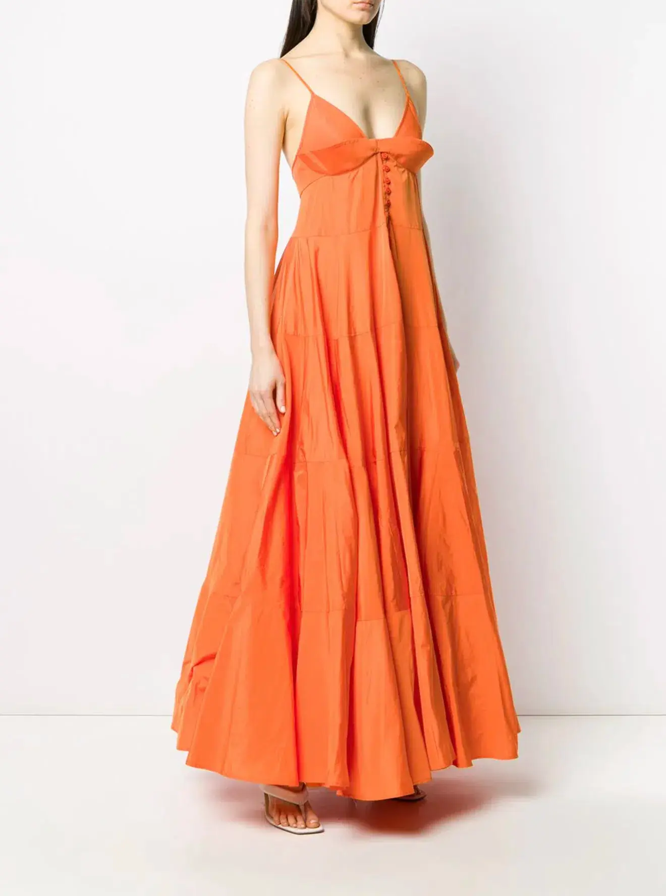 Jacquemus La Robe Manosque Tiered Maxi Dress Orange Size AU 8 - Image 1