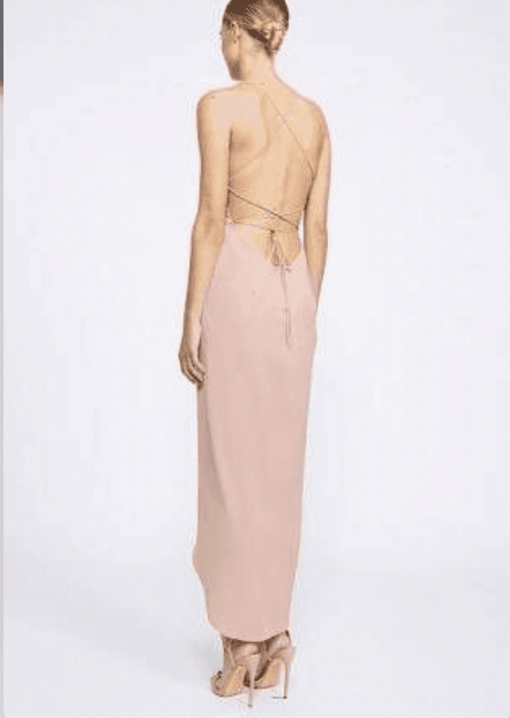 Shona joy lace up dress, cowl neck, dusty pink - Image 2