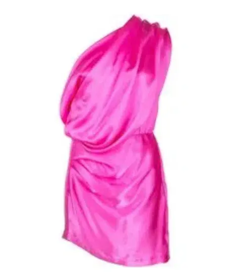 Michelle Mason Silk Symmetric Mini Dress Pink Size AU 10 for rent on The Volte - main image
