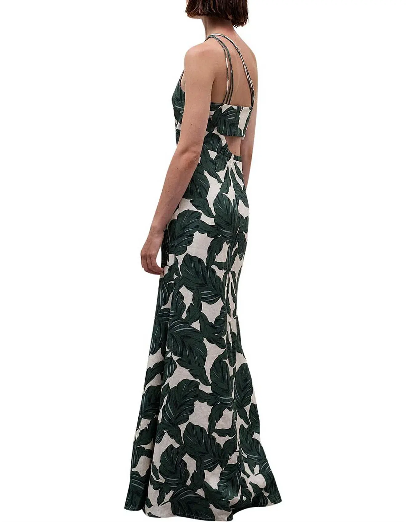 Rachel Gilbert Byron Maxi Dress Cutout Green Floral Linen Size 2 / AU 10 - Image 5