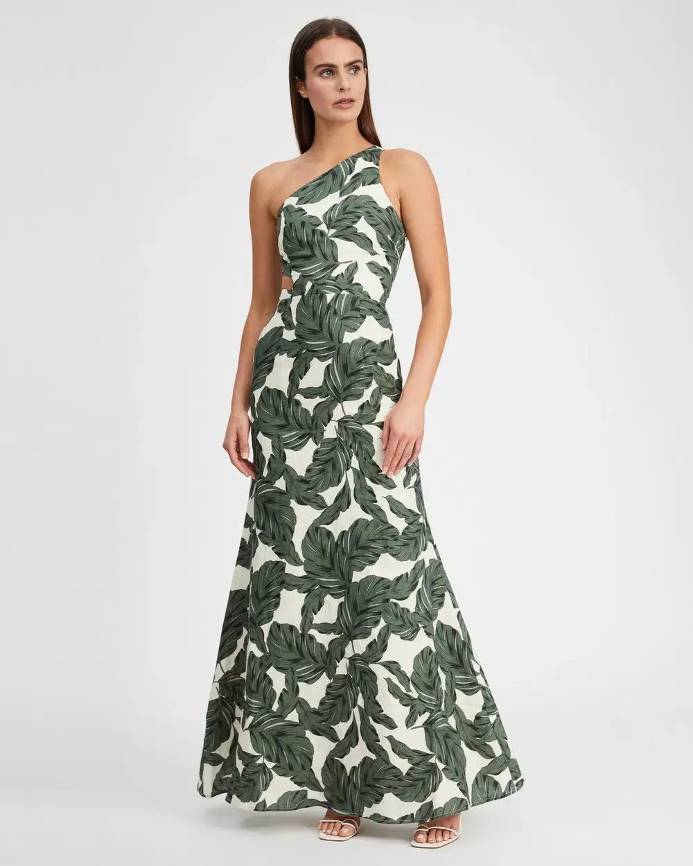 Rachel Gilbert Byron Maxi Dress Cutout Green Floral Linen Size 2 / AU 10 - Image 1