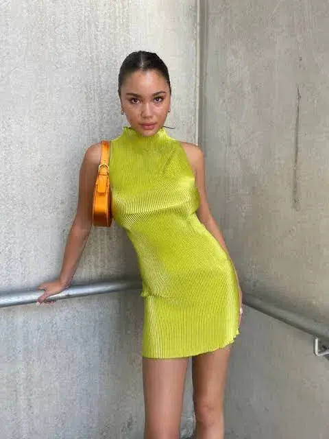 L'Idée Moss Mini Dress in Mojito Green Size AU 6 - Image 1