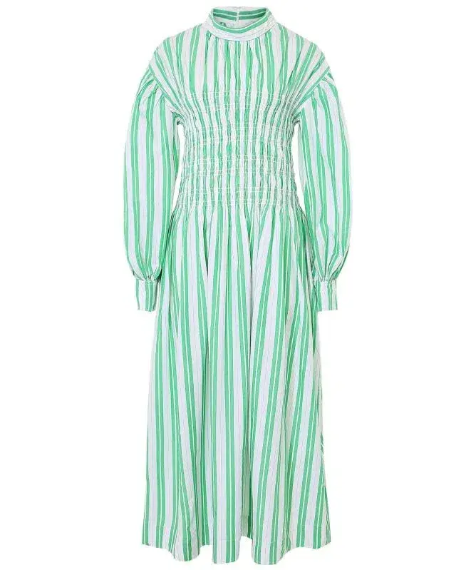 Ganni Stripe Midi Dress Green Size AU 8 - Image 3
