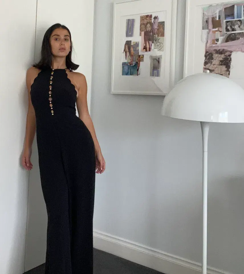 Zimmermann Scollop Edged Jumpsuit Black Size AU 8 - Image 3