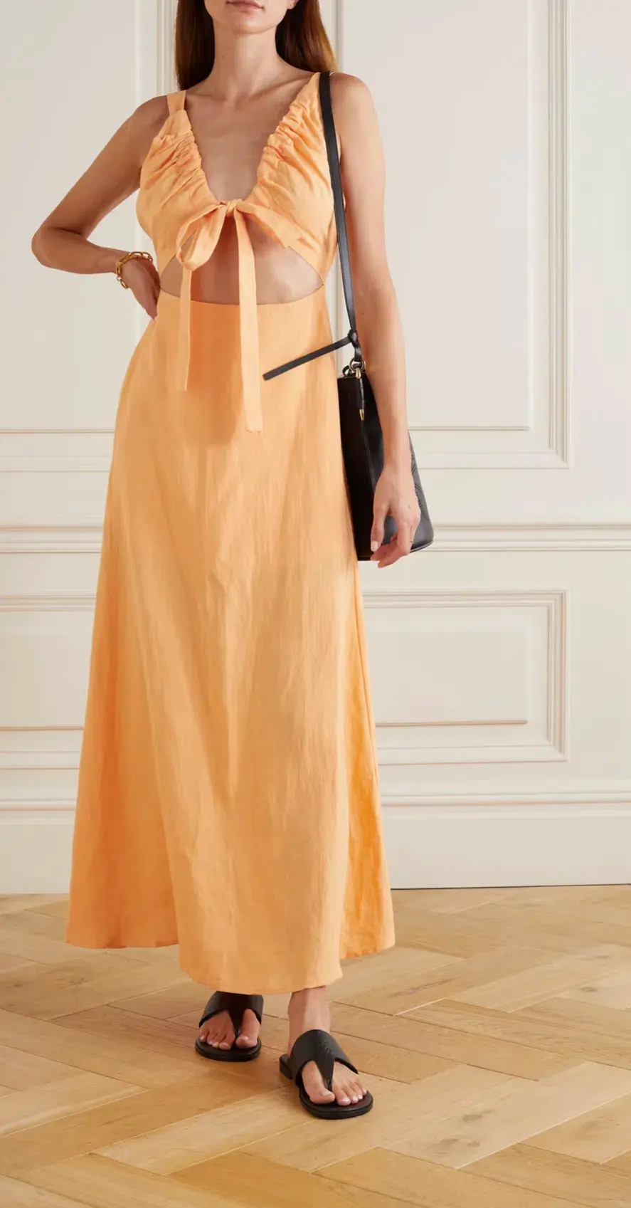 Bondi Born Tobgao Cutout Linen Maxi Dress Orange Size Small / AU 8 - Image 1