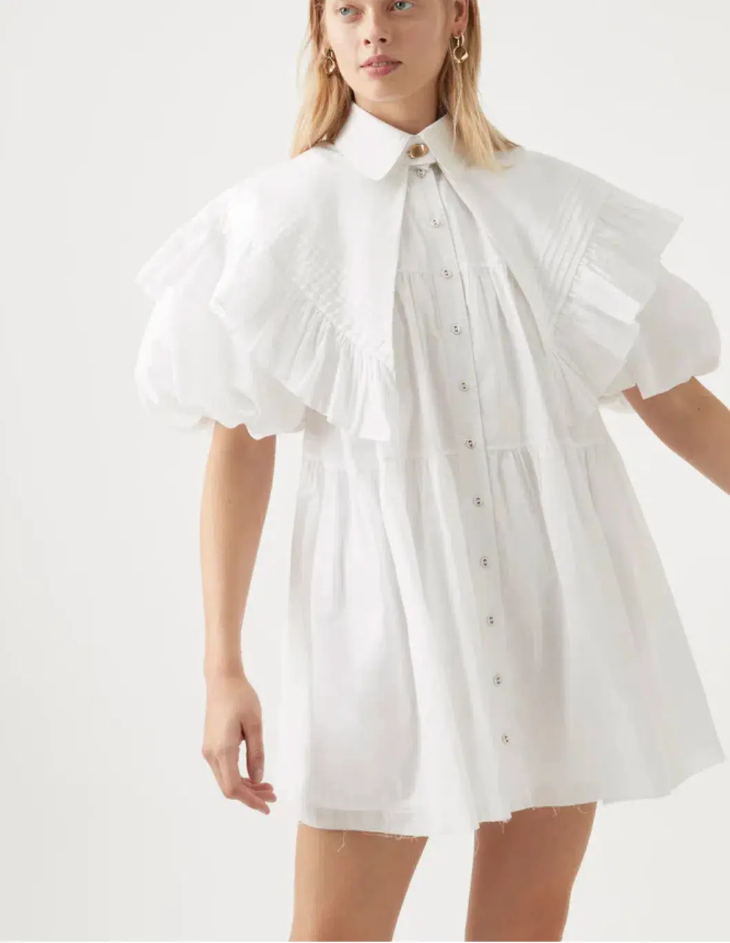 Aje Pablo Bib Smock Mini Dress Ivory Size 8 / S - Image 2