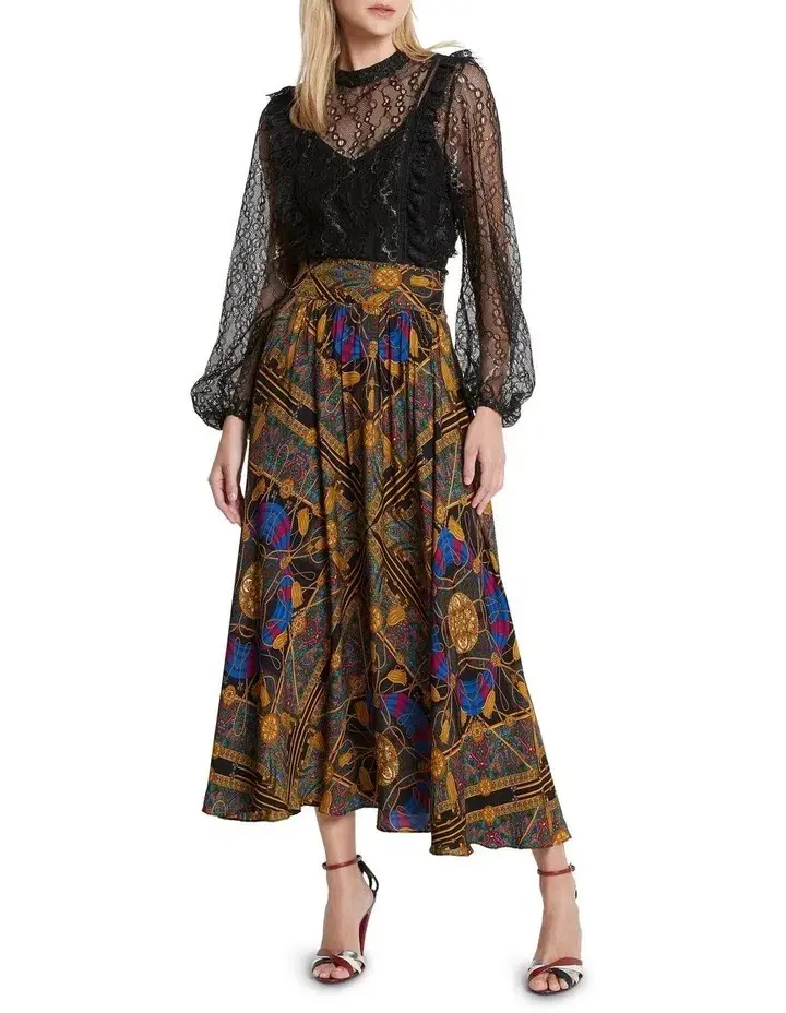 Sass & Bide One Day I Am Print Midi Skirt Multi Size 6 - Image 1