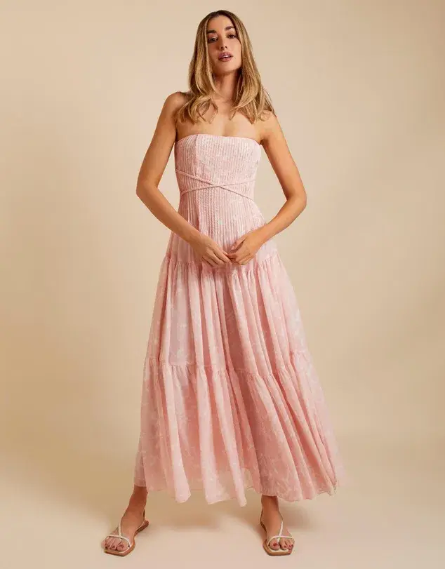 Lover Marigold Pleated Maxi Dress Marigold Print Size 8 - Image 1