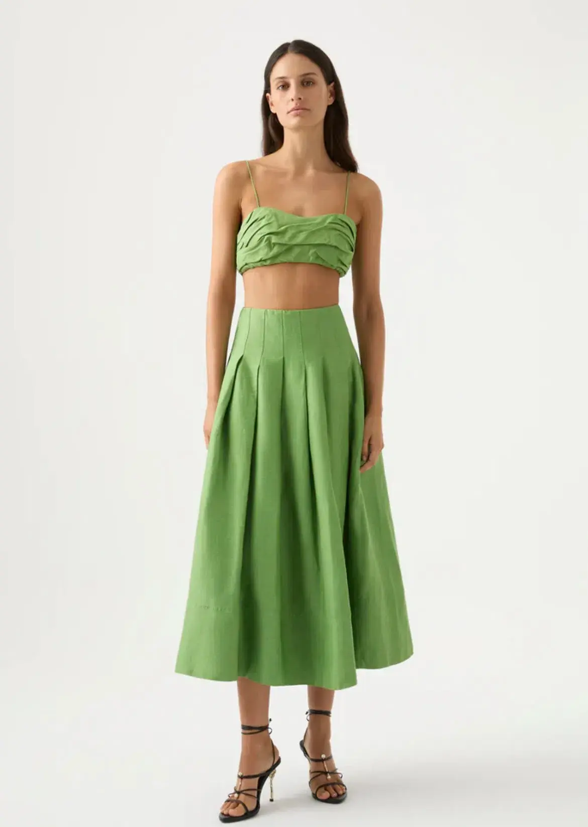 Aje Paradiso Skirt And Thea Draped Twist Crop Top Set Fern Green Size 6 - Image 1