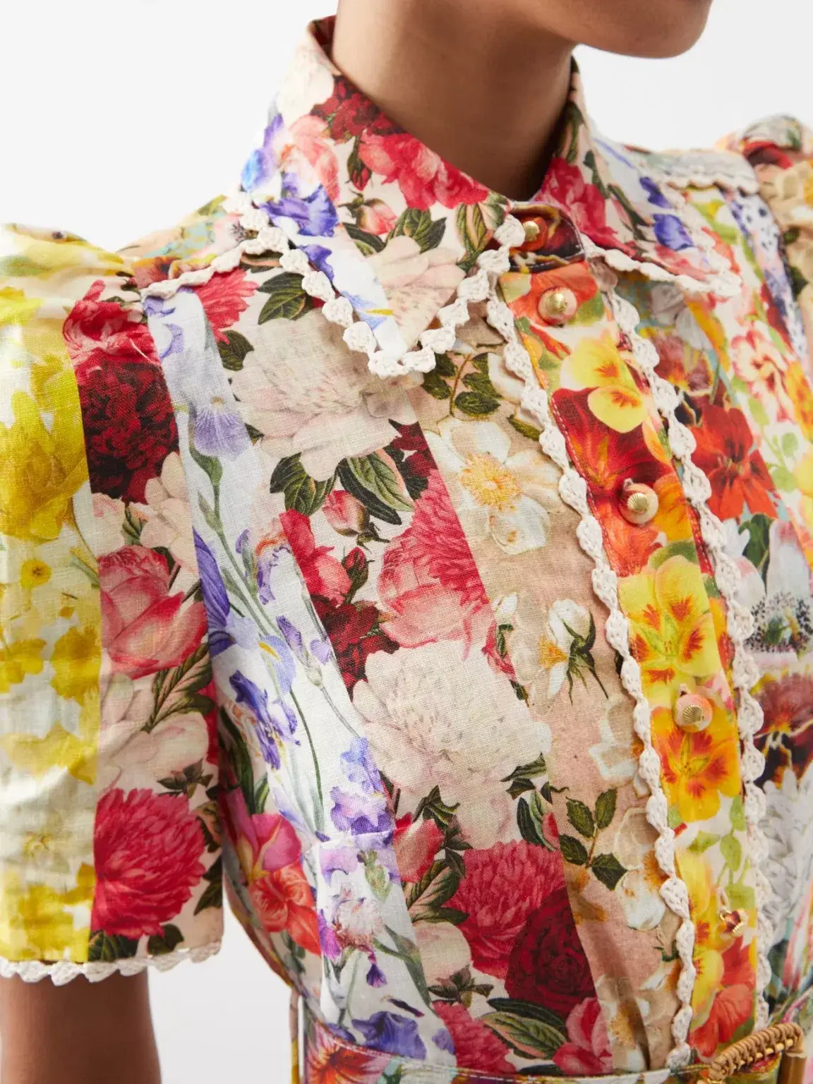 Zimmermann Wonderland Floral Shirt Dress  in Spliced Stripe Floral Size 2/Au 12  - Image 2