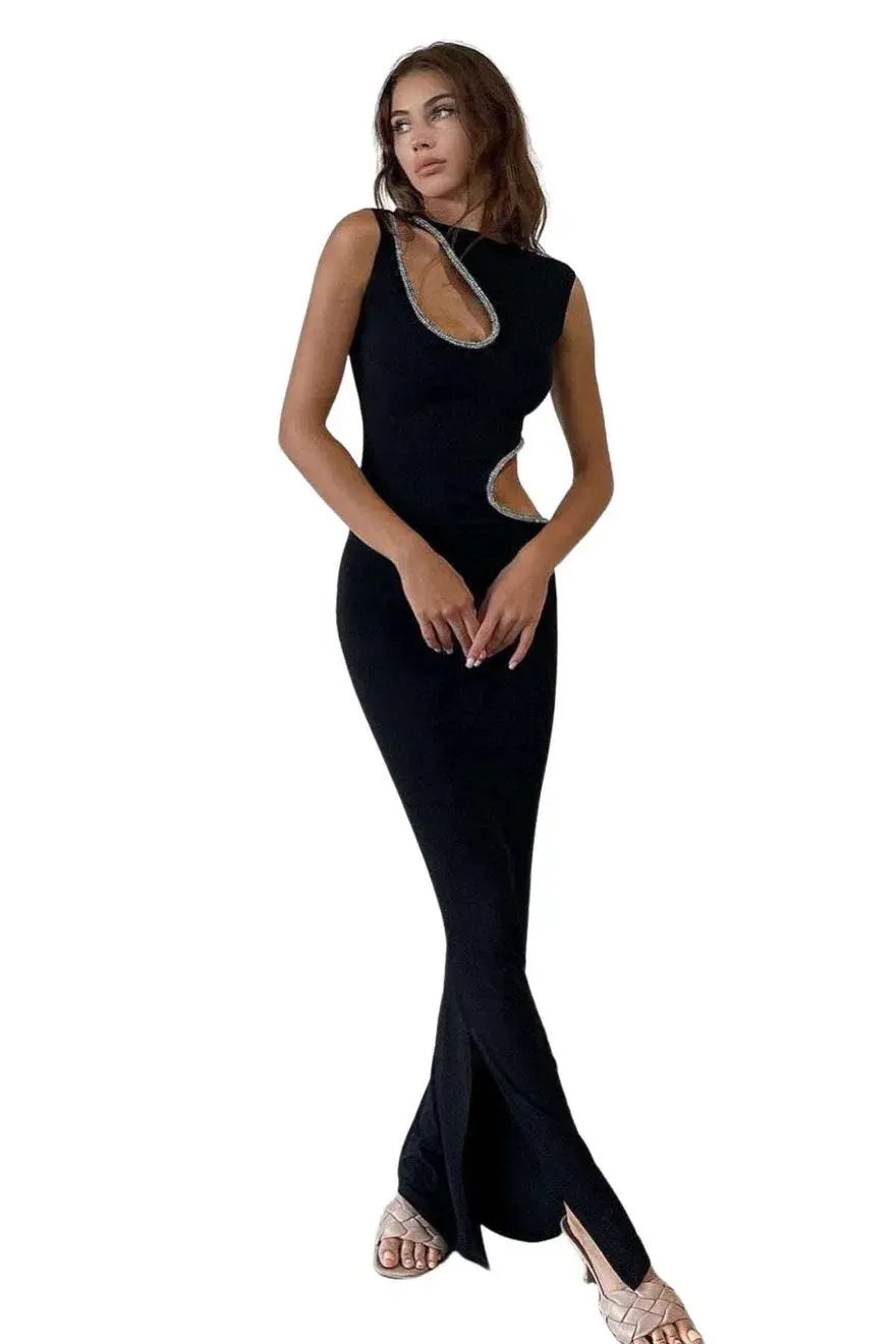 Ivona Skelo Vivia Dress Black Size 8 for rent on The Volte - main image