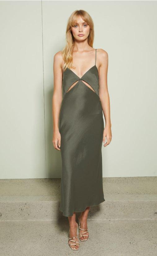 BEC & BRIDGE Mila Midi Dress Khaki size 8 - Image 2