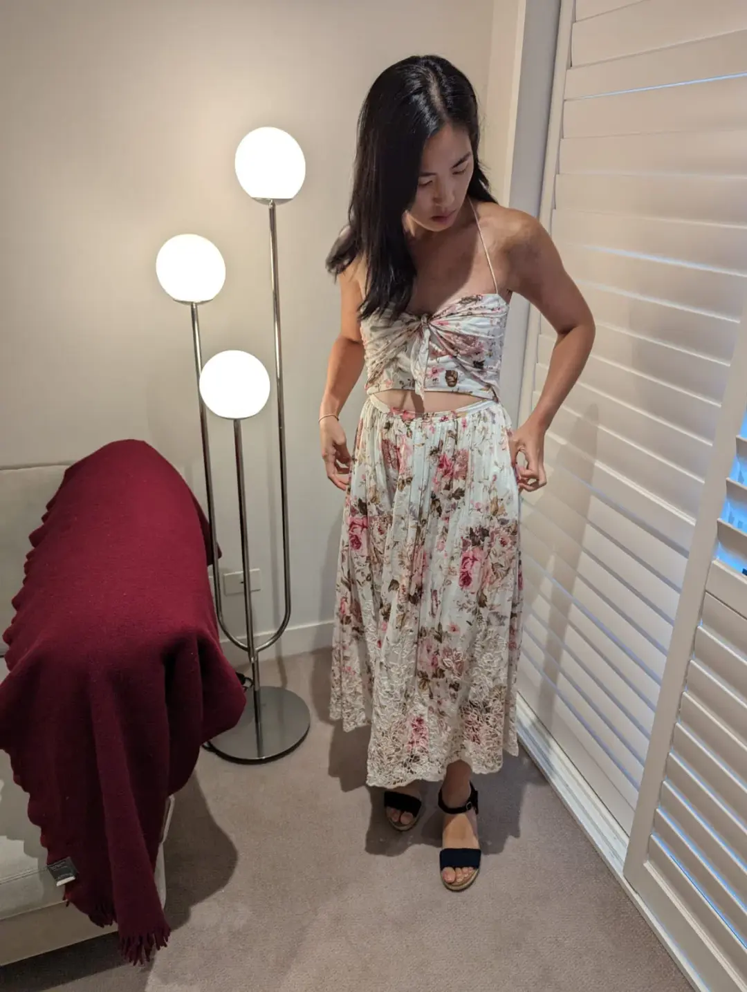 Zimmermann Jasper Halterneck Dress Floral Midi Size 1 / AU 8 for rent on The Volte - main image