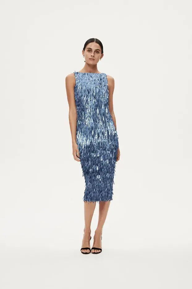 Rachel Gilbert Sequence Dress Blue Size AU 8 - Image 1