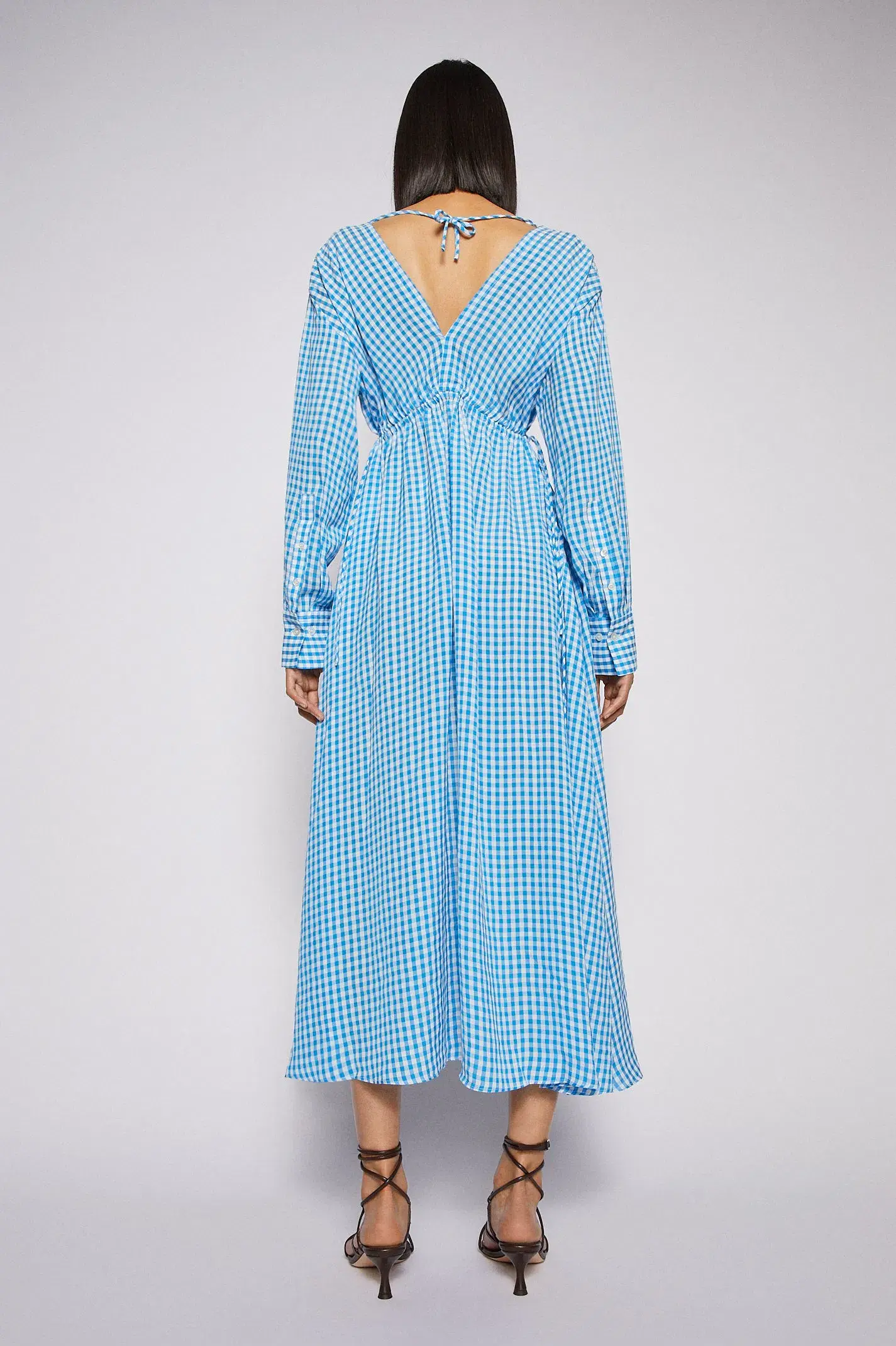 Scanlan Theodore Gingham V Neck Dress Aqua Blue Size AU 6  - Image 3