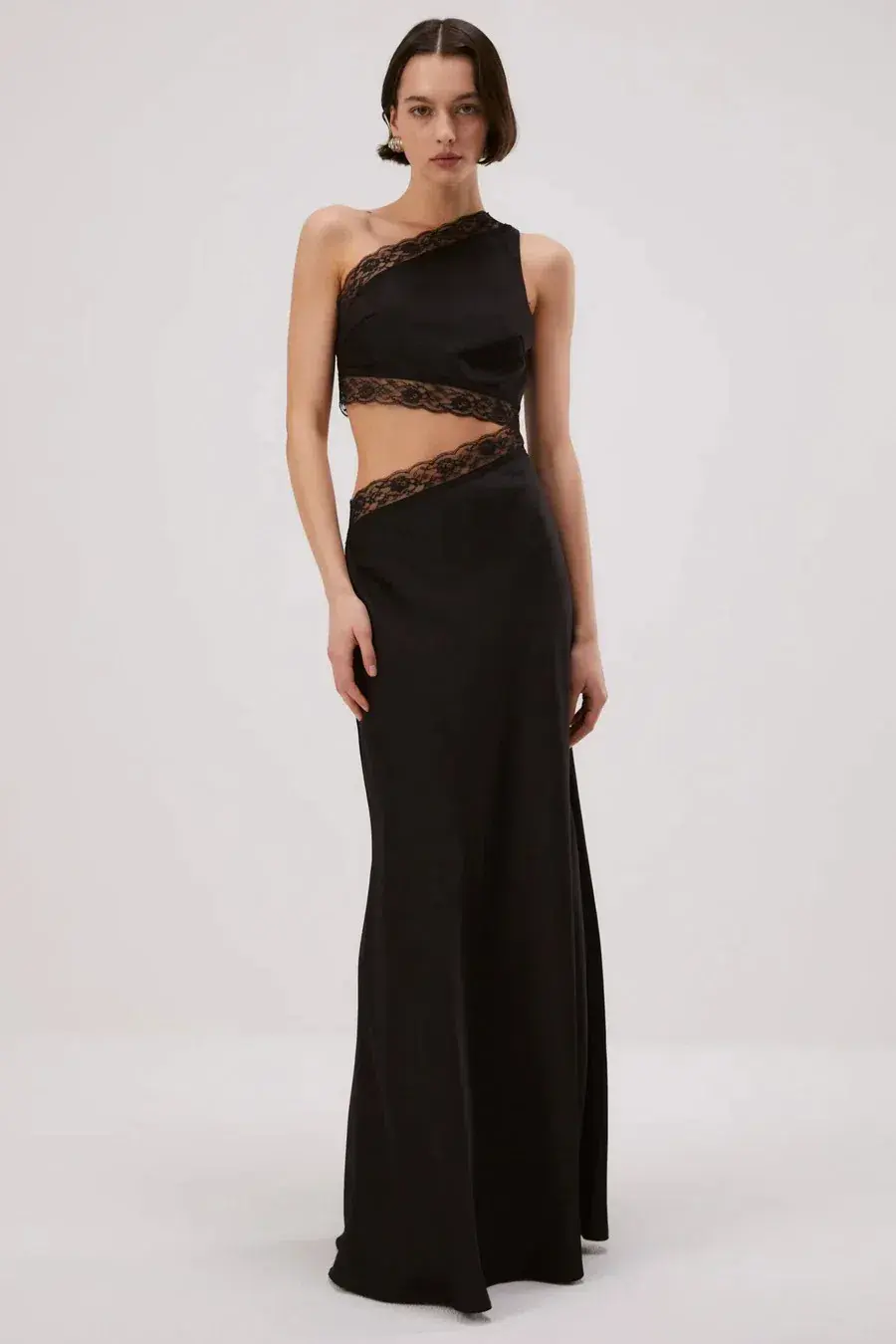 Misha Collection Jillian Satin Maxi Dress Black Size XS / AU 6 - Image 1