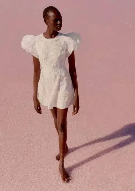 AJE Vera Beaded Flower Mini Dress Ivory Size 6 / XS - Image 3