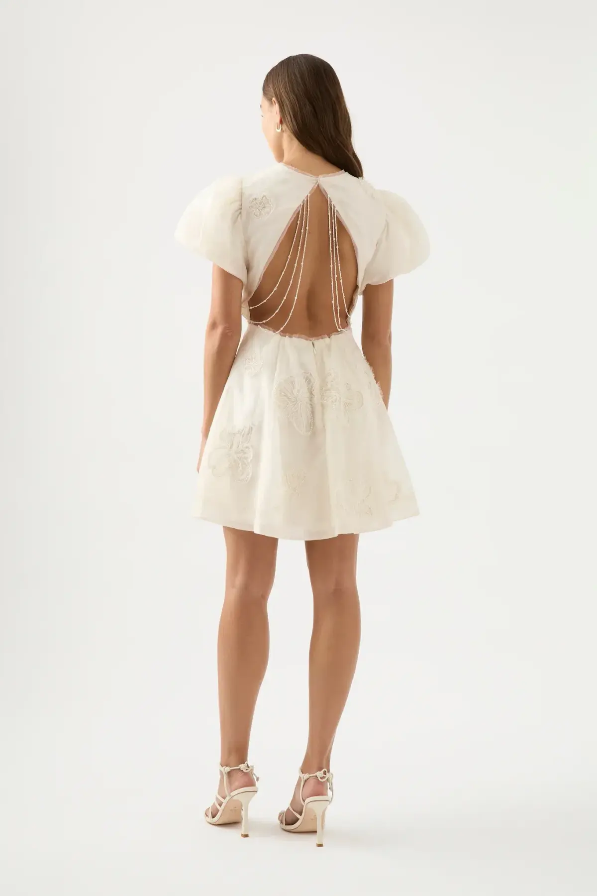 AJE Vera Beaded Flower Mini Dress Ivory Size 6 / XS - Image 2