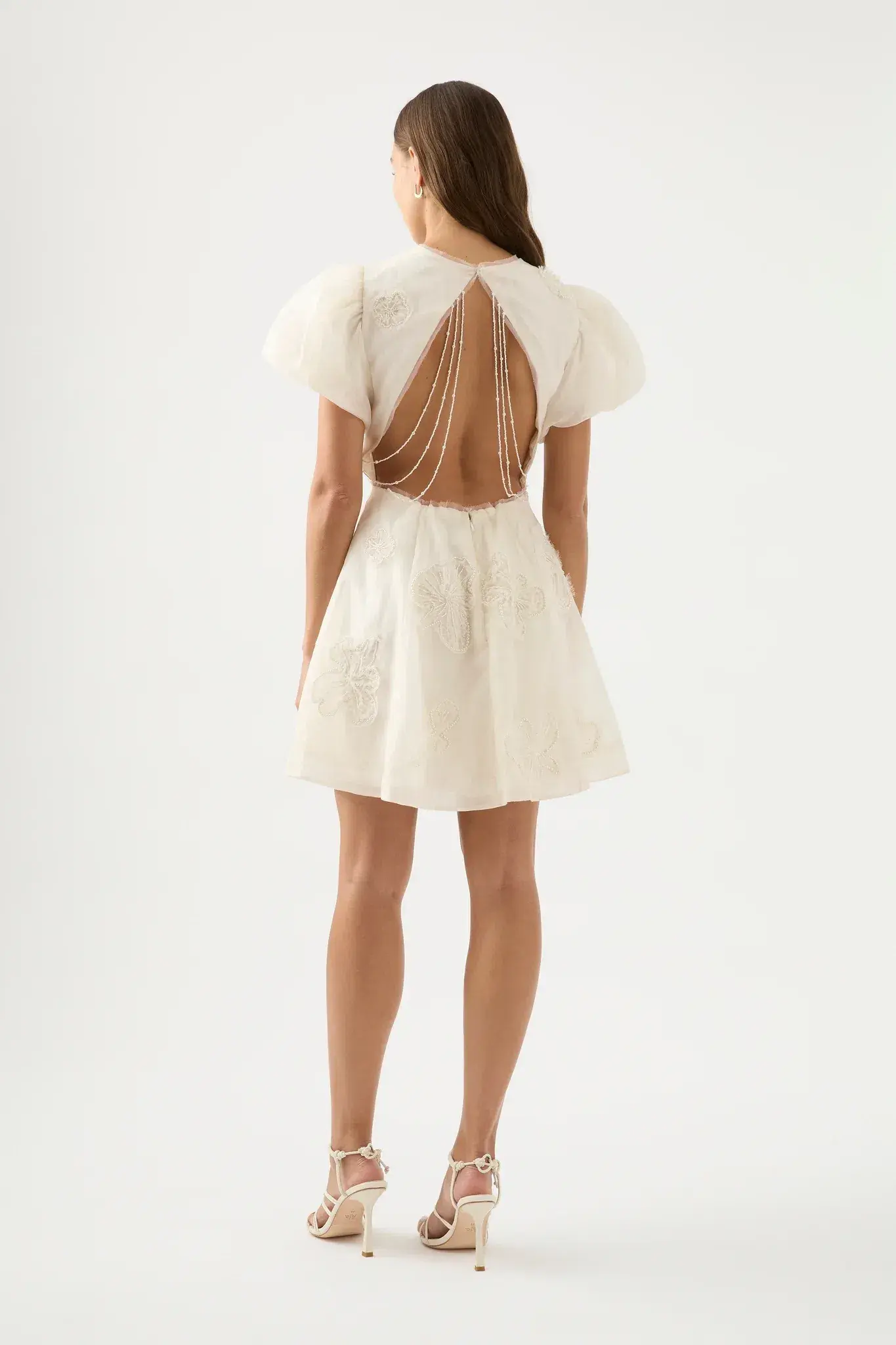 AJE Vera Beaded Flower Mini Dress Ivory Size 6 / XS - Image 2