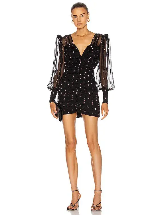 Retrofete Calla Dress Rose Print / Black  Size XS/Au 8  - Image 1