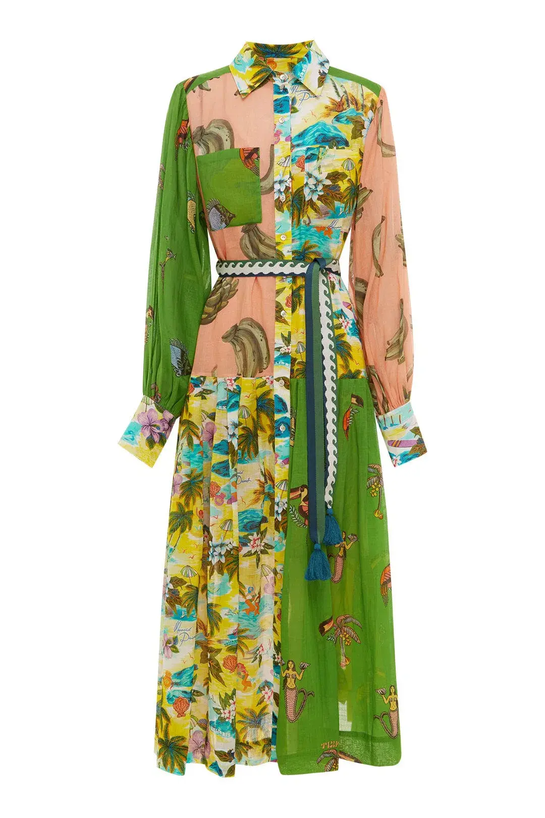 Alemais Holiday Patchwork Shirt Dress Multi Size 6  - Image 3