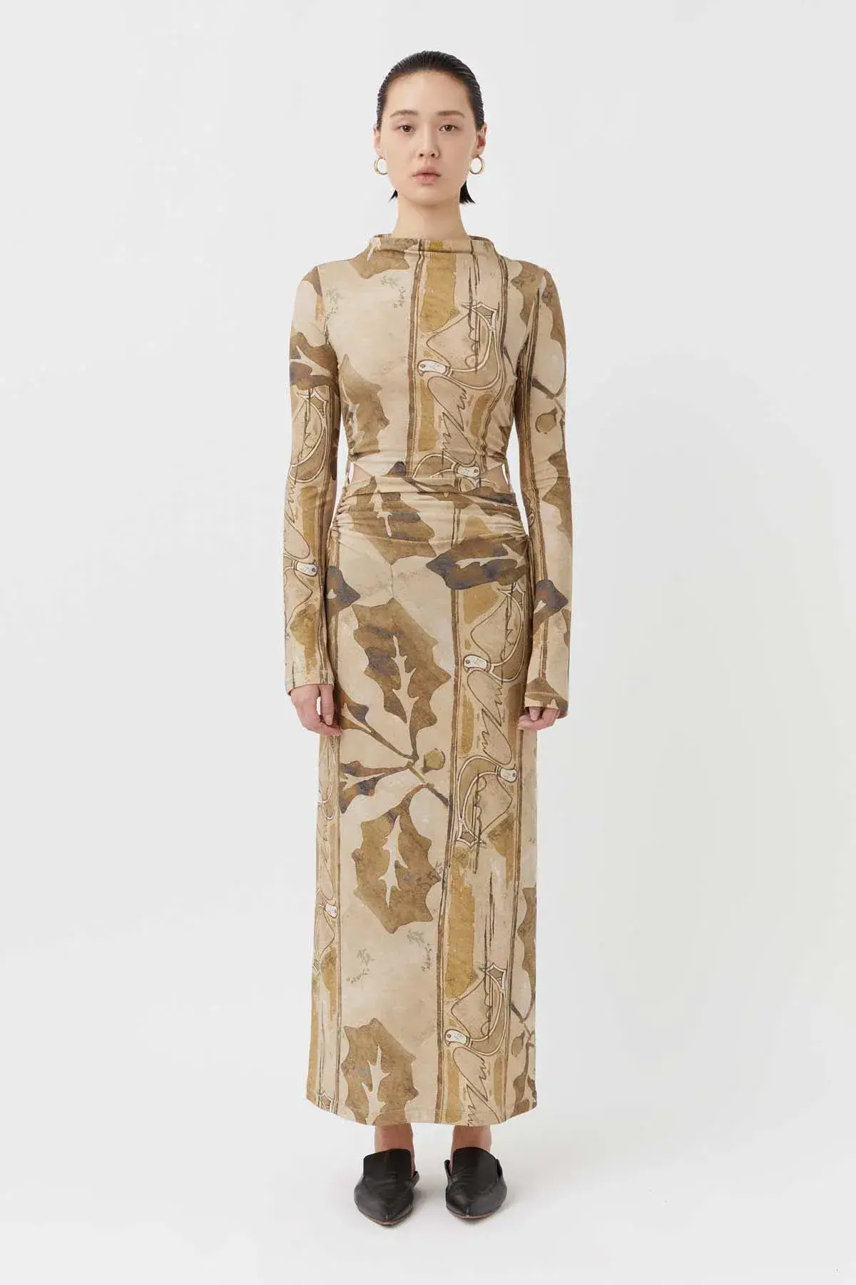 Camilla and Marc Khya Printed Midi Dress Kairi Beige Print Size 8  - Image 1