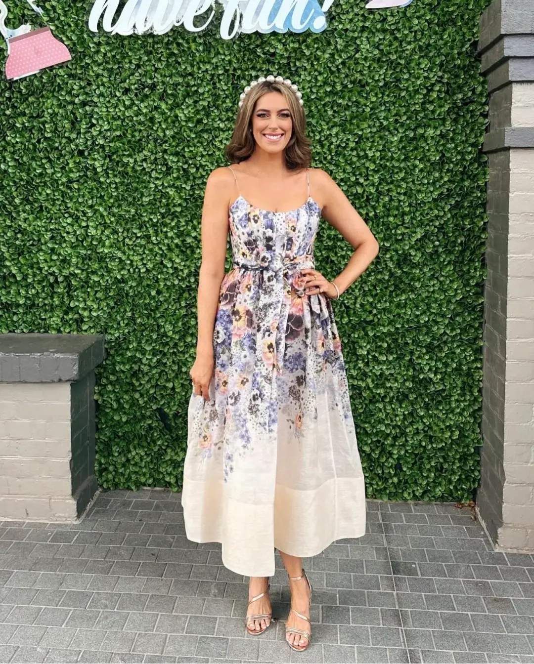 Zimmermann The Tama Corset Midi Dress in Purple Pansy Print Size 1/Au 10  for rent on The Volte - main image