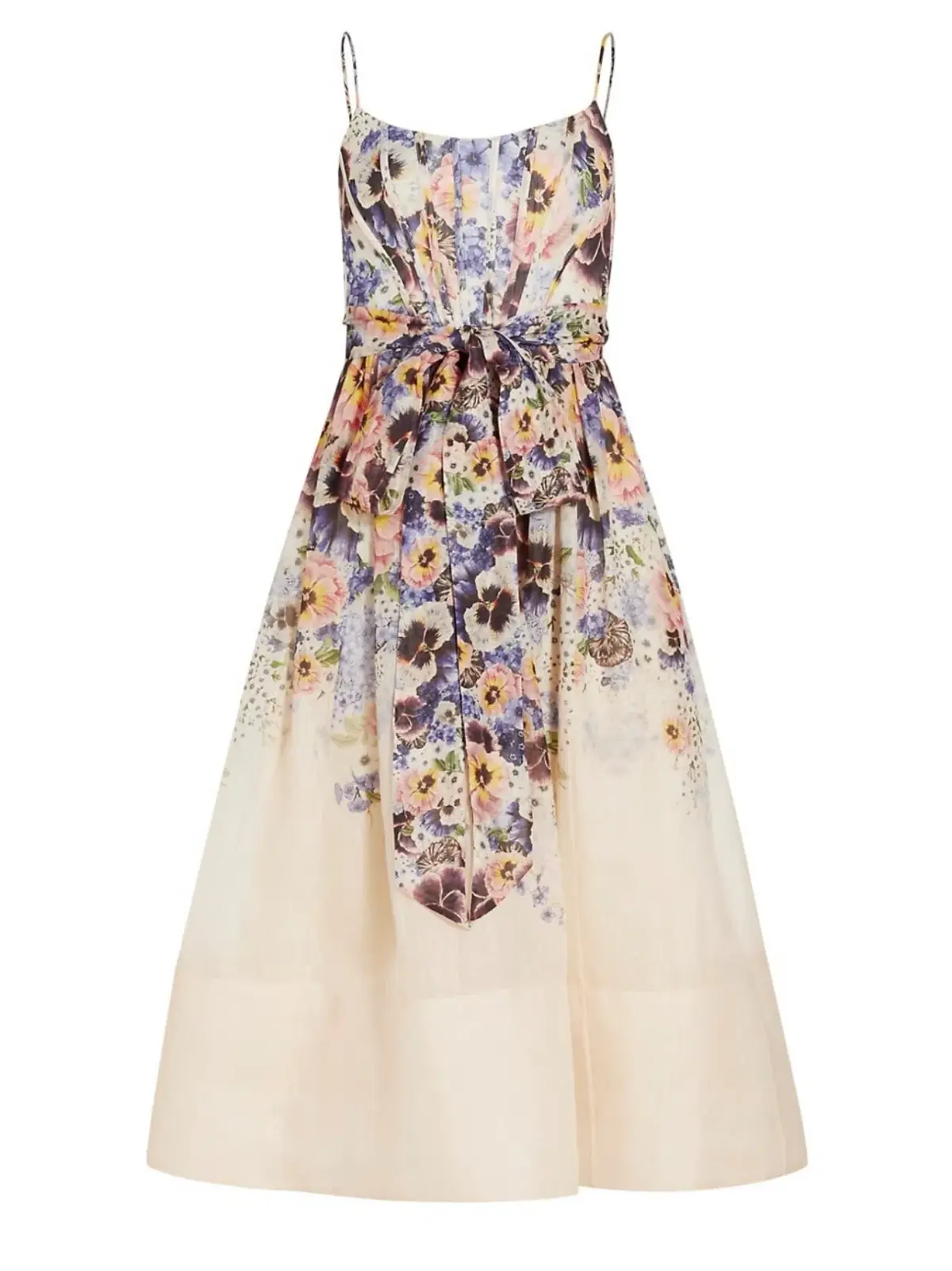 Zimmermann The Tama Corset Midi Dress in Purple Pansy Print Size 1/Au 10  - Image 3