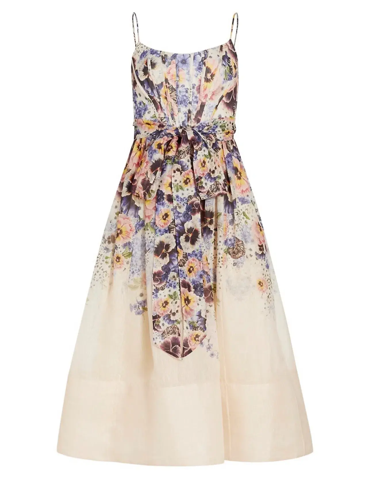 Zimmermann The Tama Corset Midi Dress in Purple Pansy Print Size 1/Au 10  - Image 3