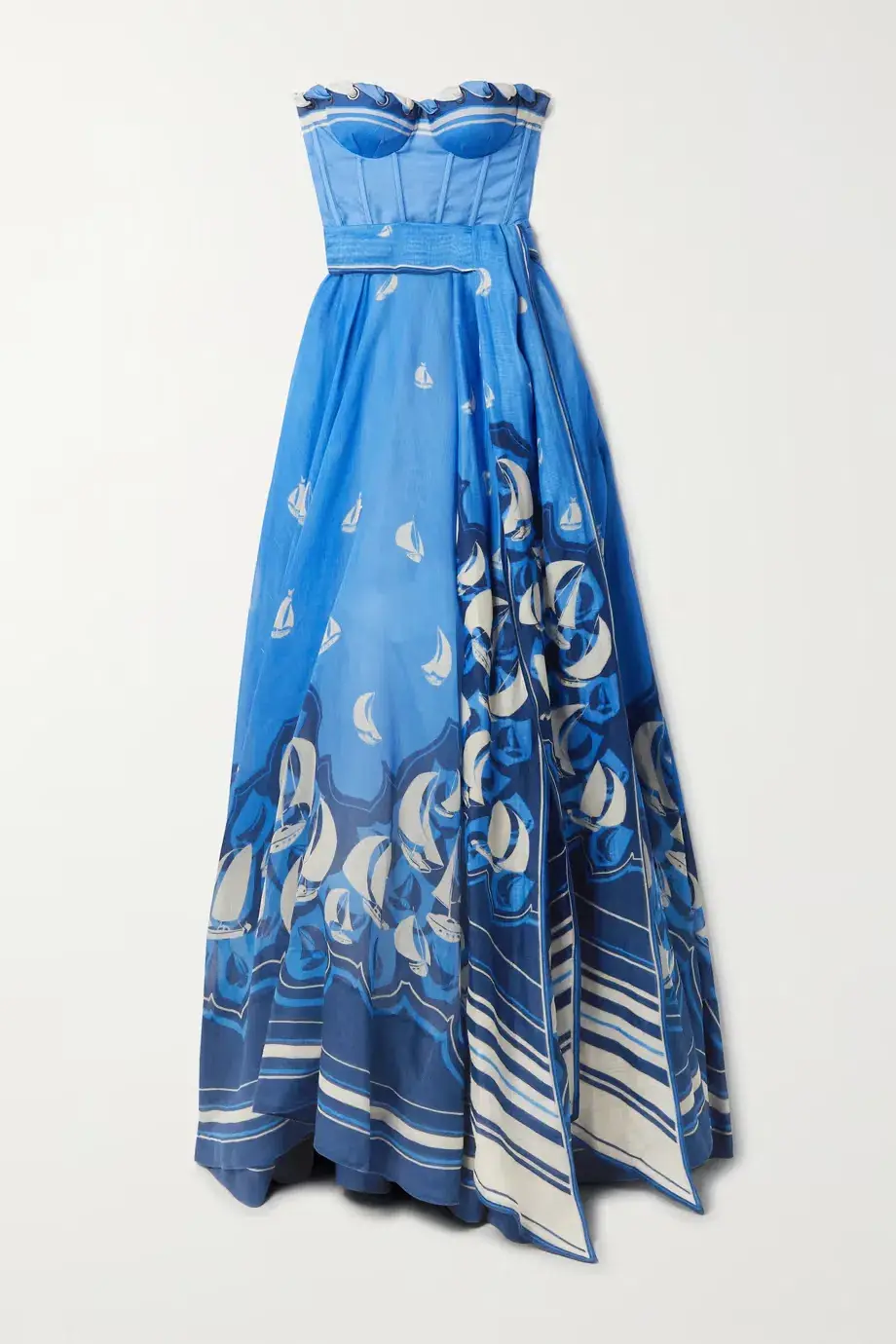 Zimmermann The High Tide Eyelet Maxi Dress in Blue Sailboats Size 0/ AU8 - Image 2
