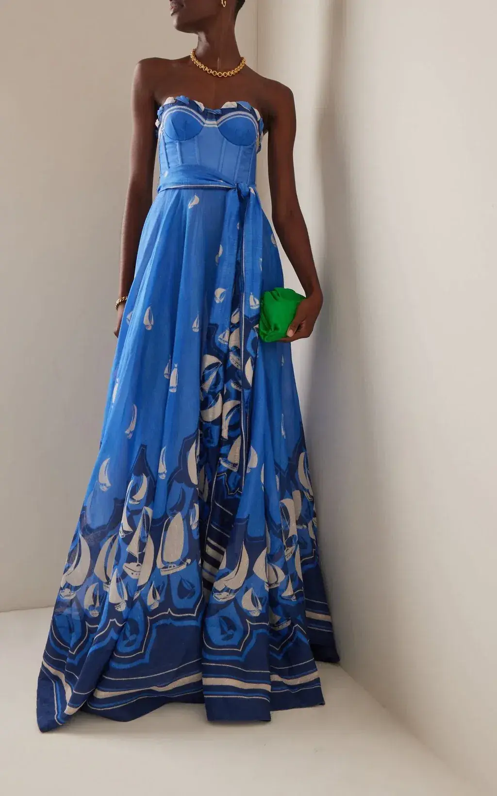 Zimmermann The High Tide Eyelet Maxi Dress in Blue Sailboats Size 0/ AU8 for rent on The Volte - main image