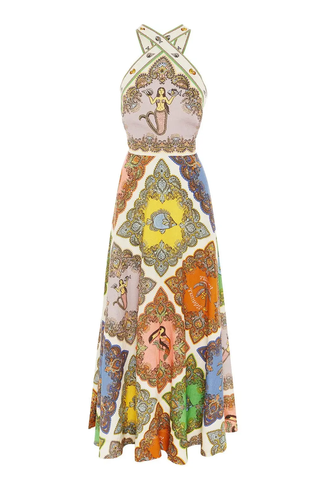 Alemais Trippy Troppo Halter Midi Dress Multi Size 6 - Image 2