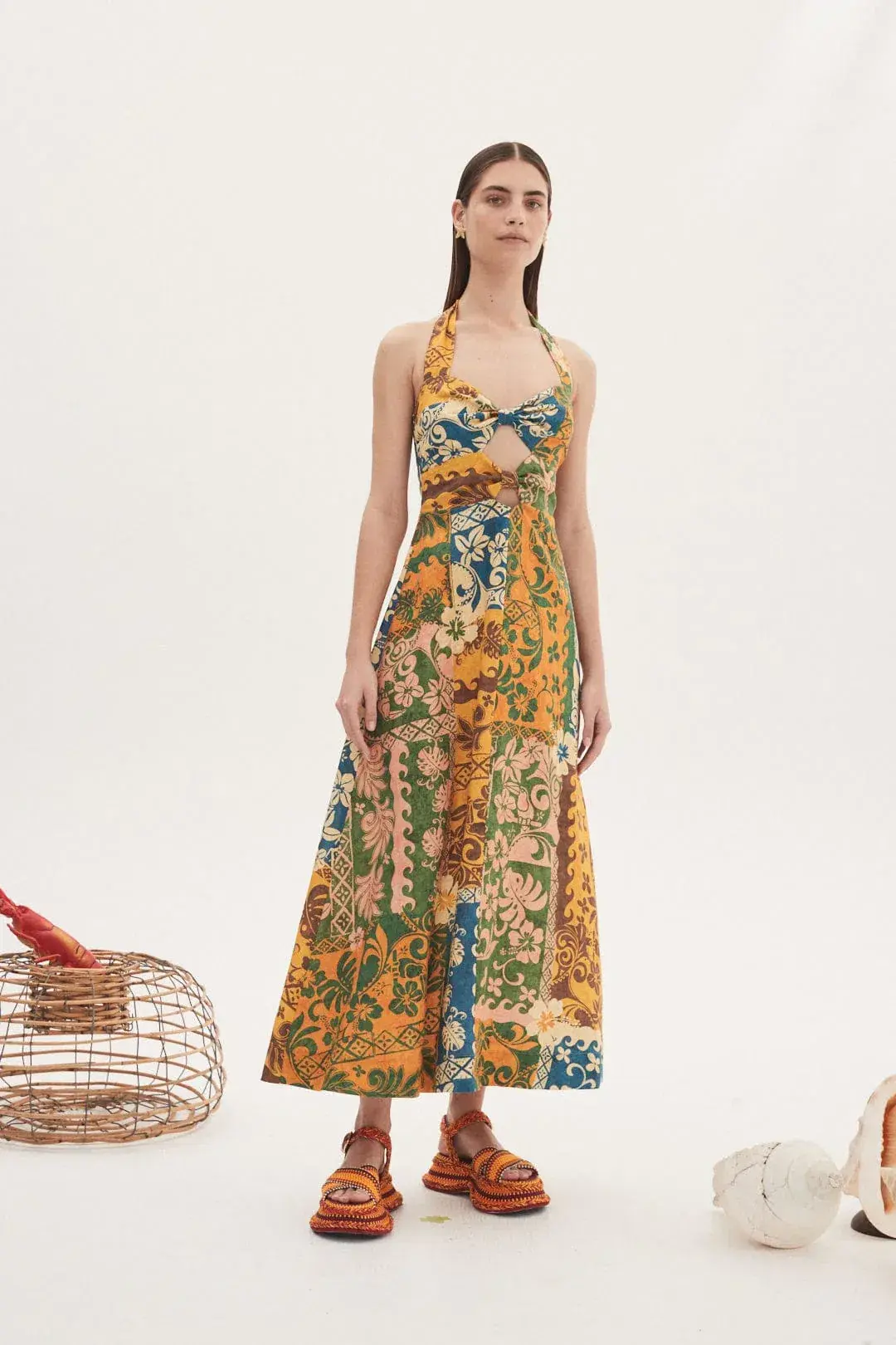 Alemais Archie Halter Midi Dress Multi Size 8 - Image 2