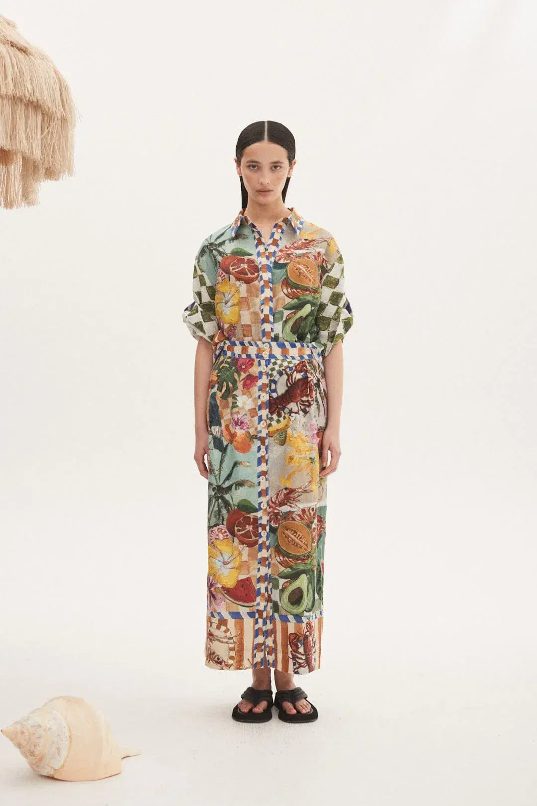 Alemais Theo Oversized Shirt And Column Skirt Set Multi Size 8  - Image 1