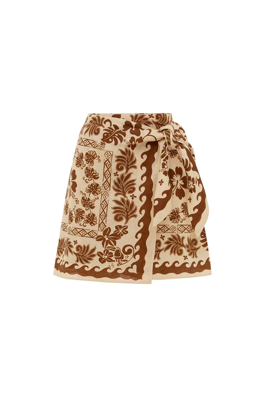 Alemais Tropic Shirt And Sarong Mini Skirt Set Choc/Cream Print Size 8 - Image 3