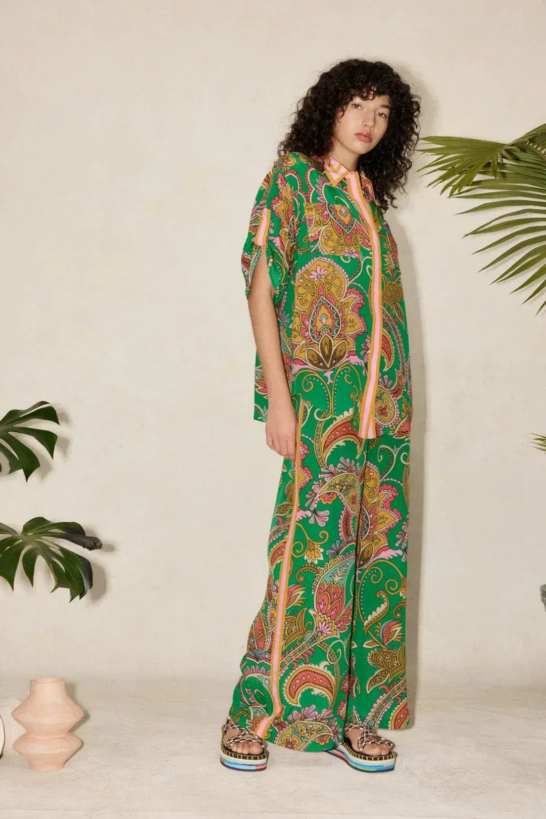 Alemais Marion Shirt And Pant Set Green/Print Size 8 - Image 1