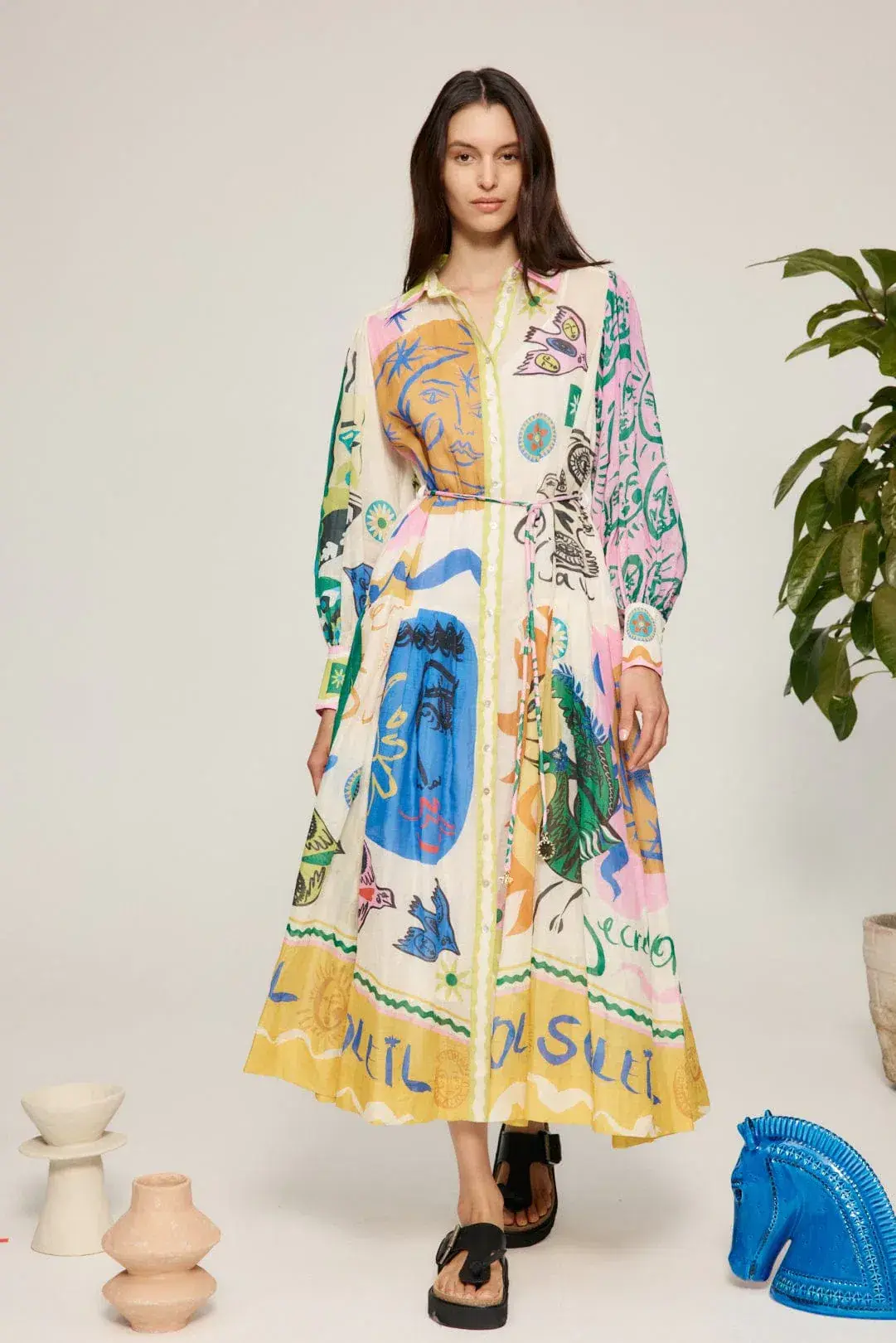Alemais Soleil Patchwork Shirtdress Multi Size 6 - Image 1