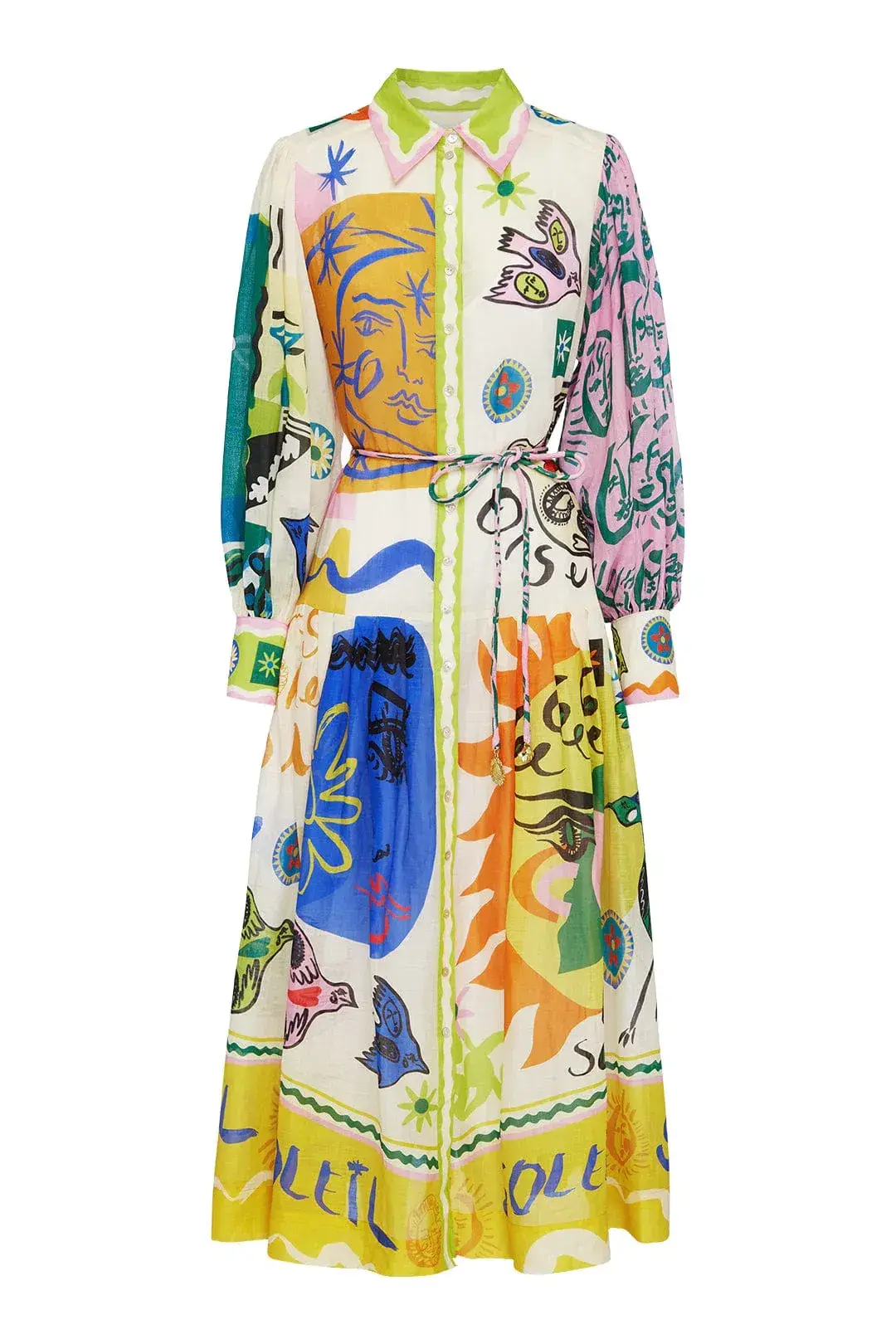 Alemais Soleil Patchwork Shirtdress Multi Size 6 - Image 2
