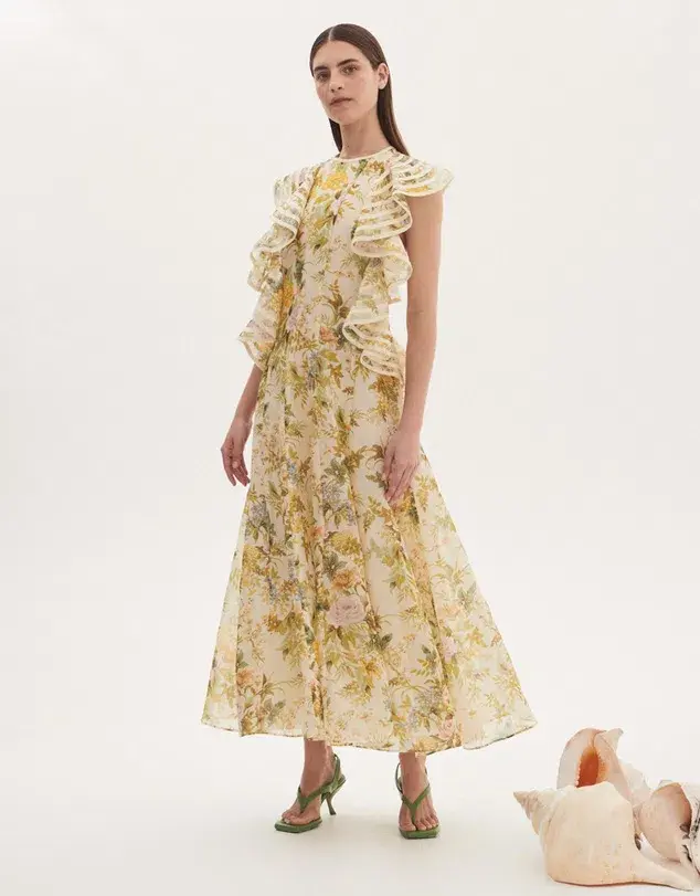 Alemais Eden Flounce Midi Dress Multi Size 8 - Image 8