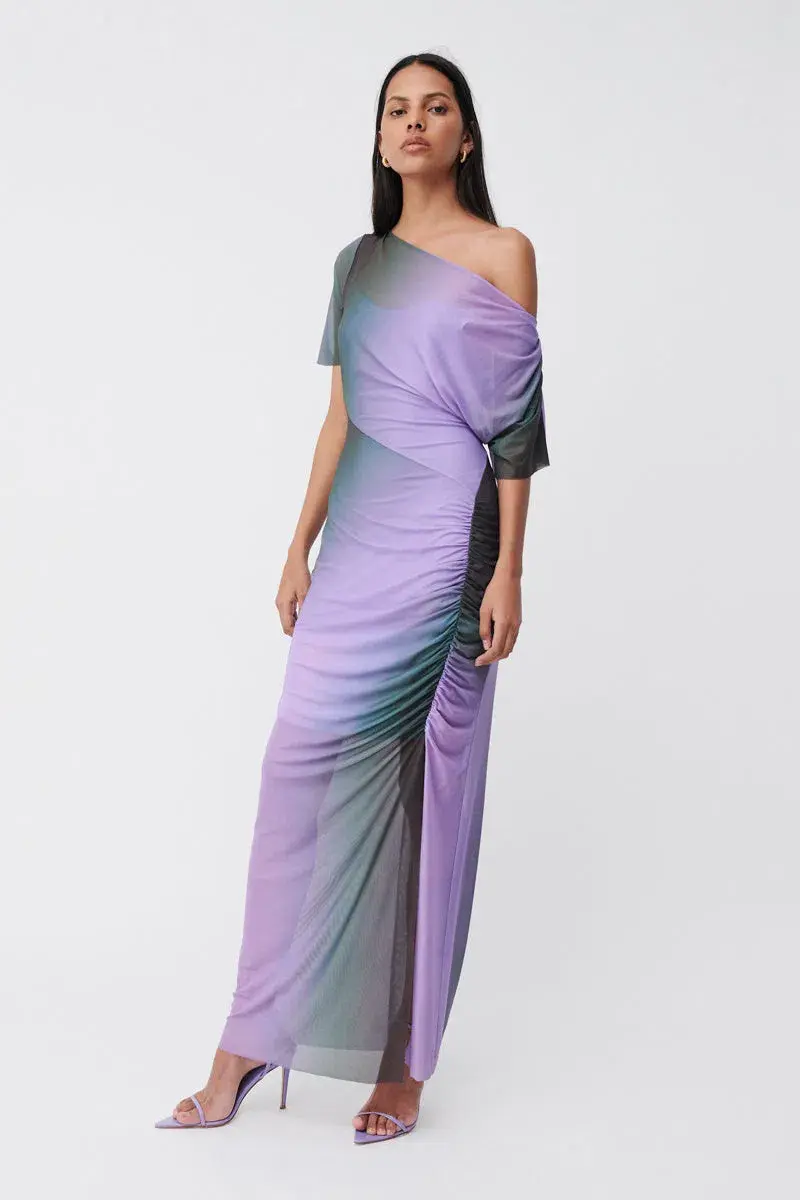 Suboo Print Olafur Draped Cowl Neck Dress Purple Size XS / AU 6 - Image 2