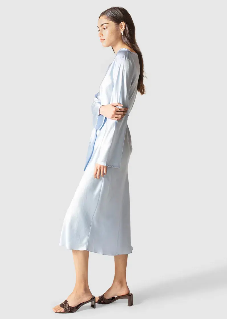 Ginia RTW Ella Silk Satin Dress Blue Size AU 8 - Image 2