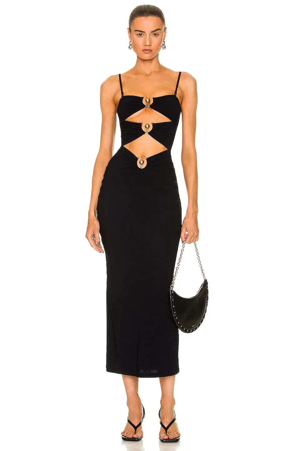 Christopher Esber Pierced Orbit Column Dress Black Size AU 8 - Image 1