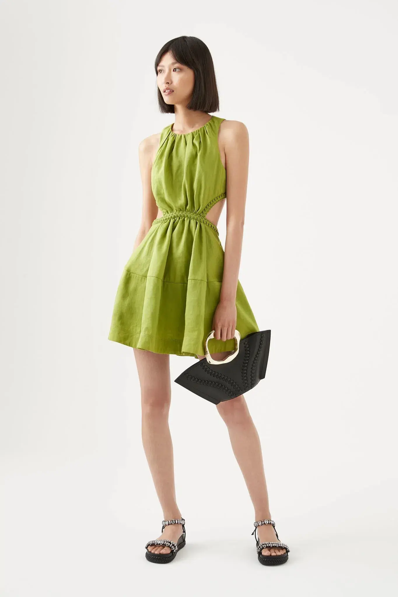 Aje Voyage Braided Cut Out Mini Dress Green Size AU 10 - Image 1