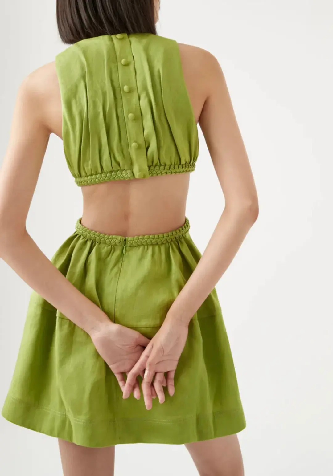 Aje Voyage Braided Cut Out Mini Dress Green Size AU 10 for rent on The Volte - main image