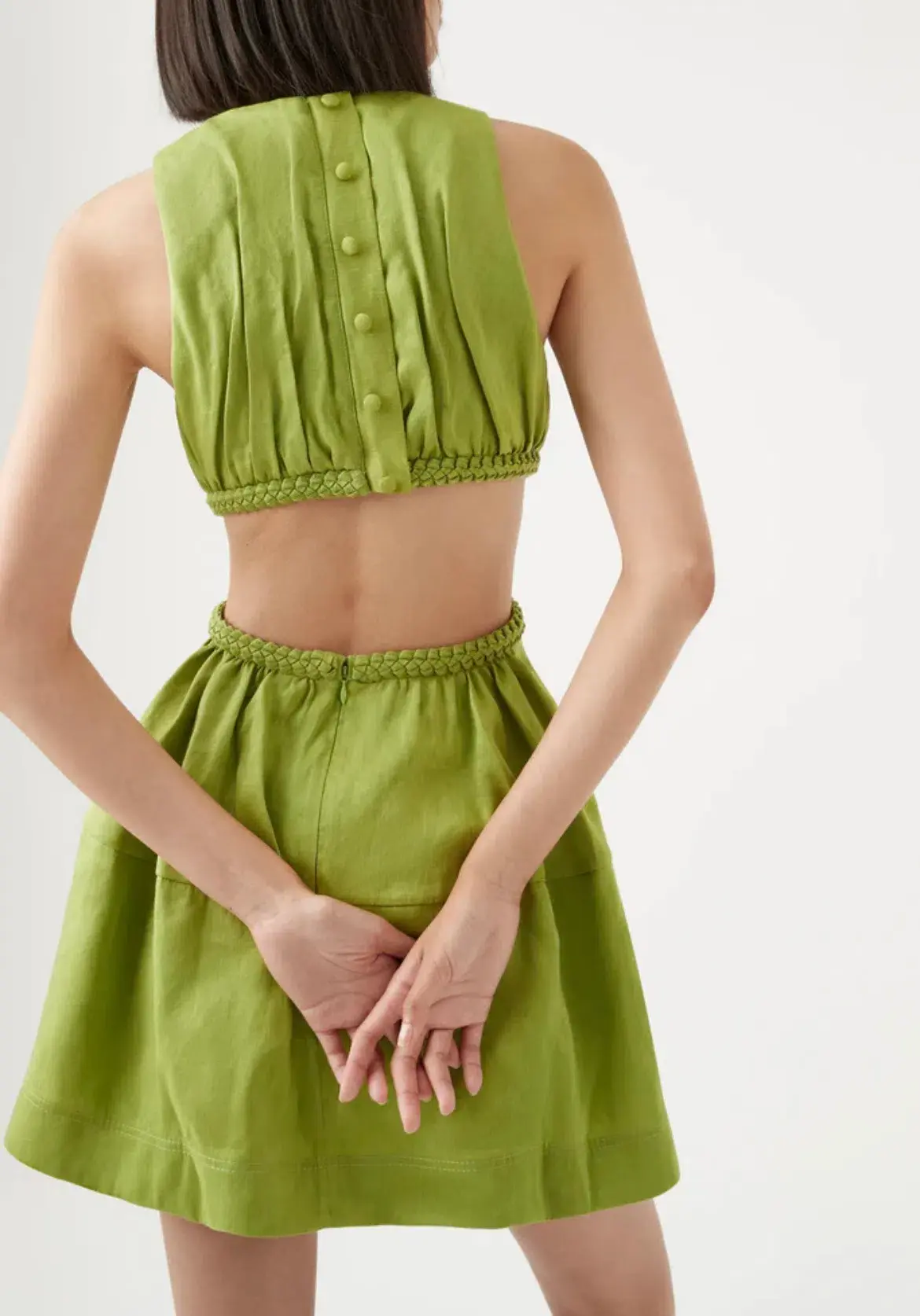 Aje Voyage Braided Cut Out Mini Dress Green Size AU 10 - Image 3